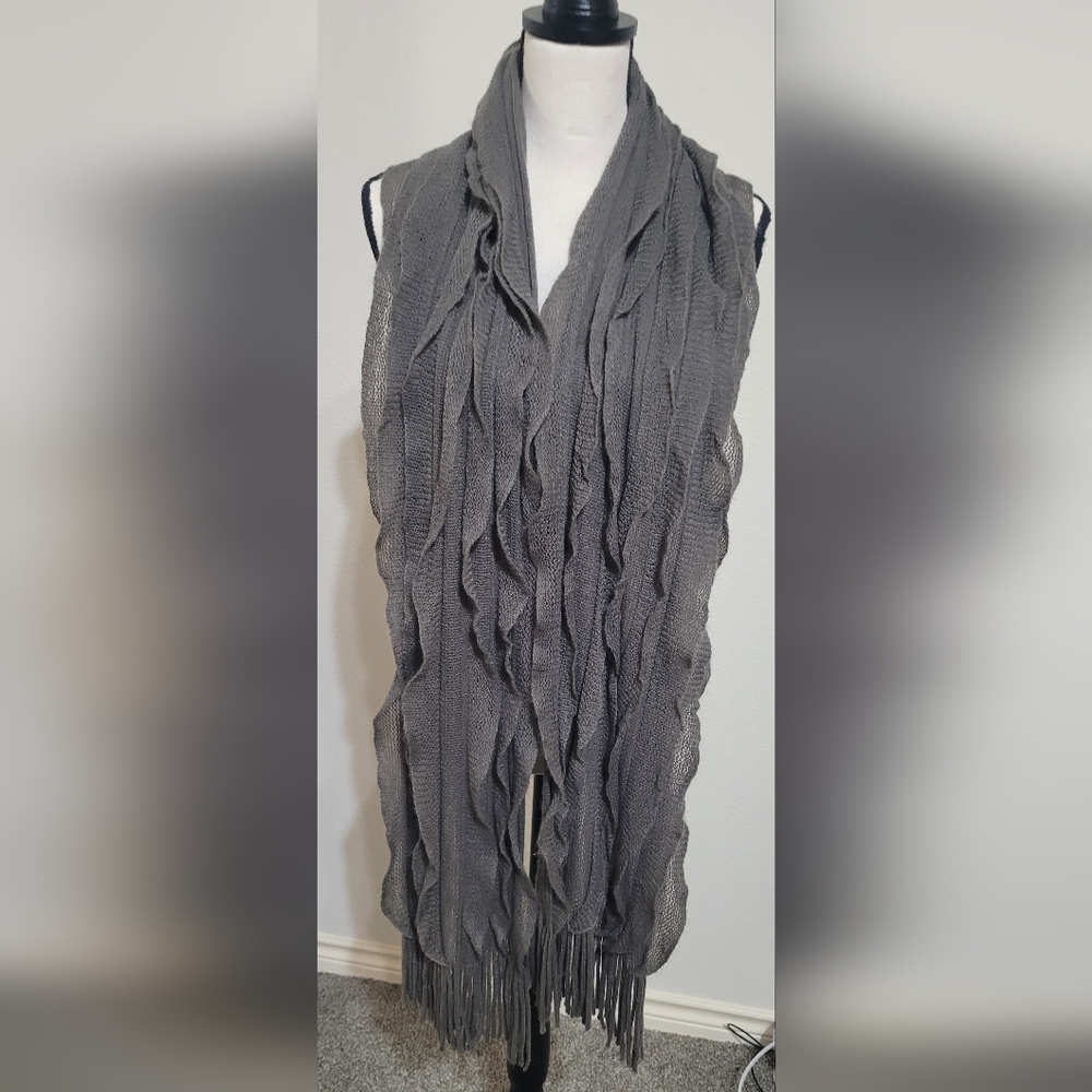 SCARF -GREY RUFFLE SOFT SCARF-Katie Todd
